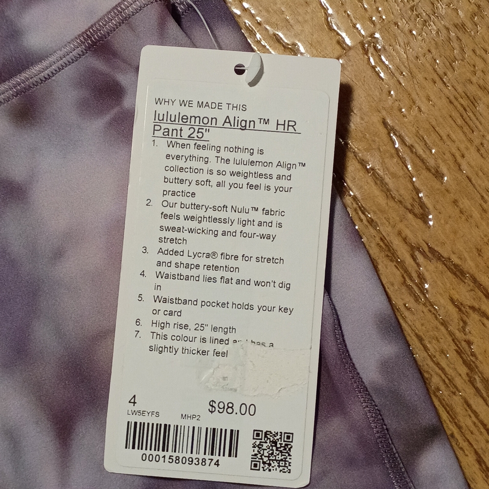 NWT Lululemon High Rise Leggings 25" - Meadow Haze Pink Multi - Picture 6 of 6